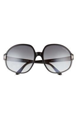 TOM FORD Claude 61mm Gradient Sunglasses in Shiny Black /Smoke
