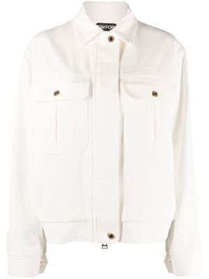 TOM FORD concealed front fastening denim jacket - White
