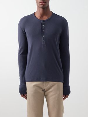 Tom Ford - Cotton-modal Blend Henley Top - Mens - Blue