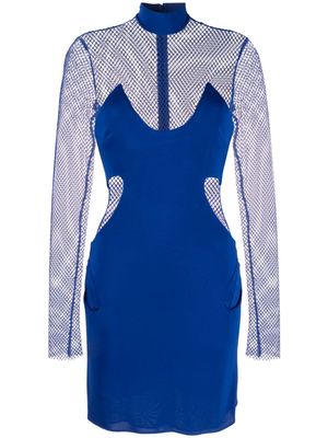 TOM FORD crepe mesh-panelling mini dress - Blue