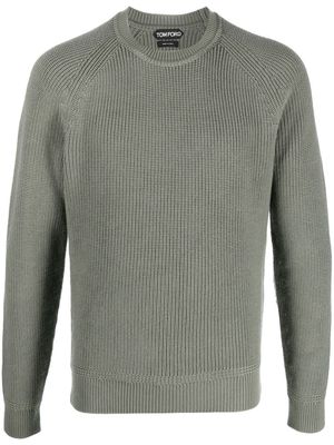 TOM FORD crew neck ribbed jumper - Green