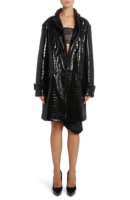 TOM FORD Croc Embossed Leather Coat in Black