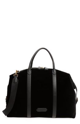 TOM FORD Croc Embossed Leather Duffle Bag in Black