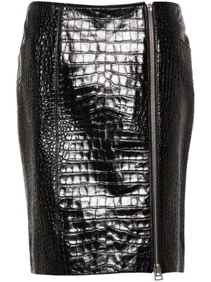 TOM FORD croc-embossed leather mini skirt - Black