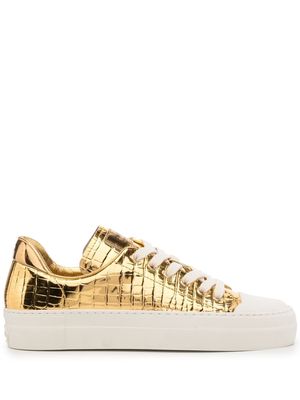 TOM FORD croc-embossed metallic sneakers - Gold