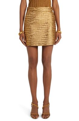 TOM FORD Croc Jacquard Wrap Miniskirt in Gold