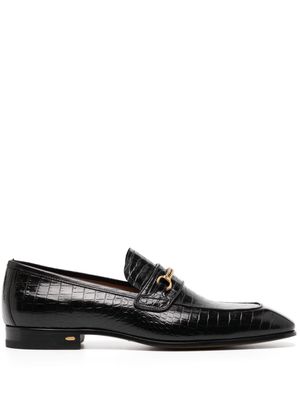 TOM FORD crocodile-effect leather loafers - Black