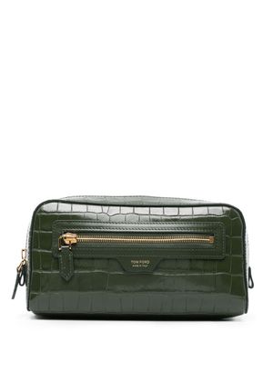 TOM FORD crocodile-embossed leather clutch bag - Green