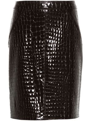 TOM FORD crocodile-embossed leather skirt - Brown