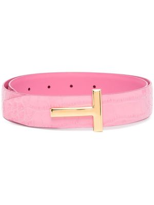 TOM FORD crocodile-embossed shiny leather belt - Pink