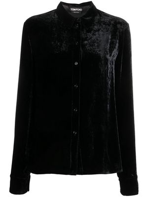 TOM FORD crushed silk-velvet shirt - Black