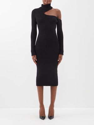 Tom Ford - Cutout Ribbed Wool-blend Knitted Dress - Womens - Black