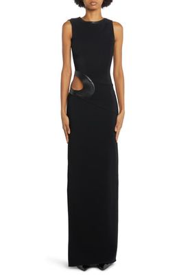 TOM FORD Cutout Waist Stretch Crepe Column Gown in Black
