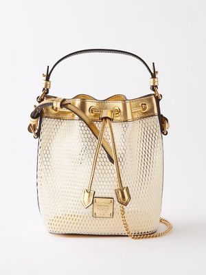 Tom Ford - Disco Small Leather-trim Mesh Bucket Bag - Womens - Gold