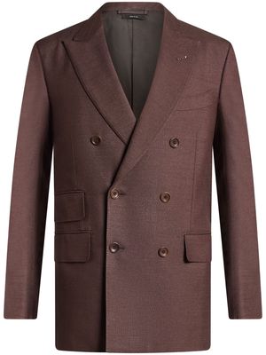 TOM FORD double-breasted silk blazer - Brown