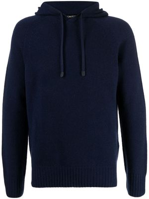 TOM FORD drawstring cashmere hooded jumper - Blue