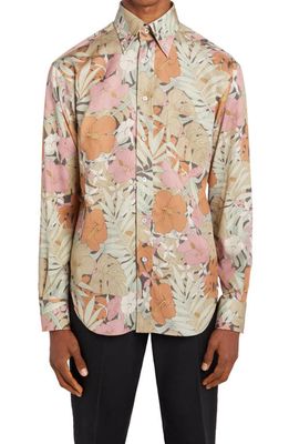TOM FORD Dusty Hibiscus Fluid Fit Button-Down Shirt in Combo Mil Pink