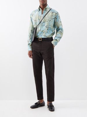 Tom Ford - Dusty Hibiscus-print Lyocell-twill Shirt - Mens - Blue Multi