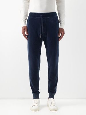 Tom Ford - Elasticated-waist Cotton-blend Velour Track Pants - Mens - Blue