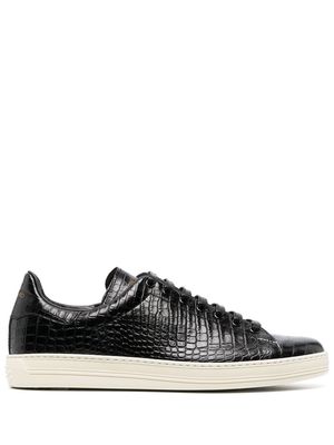 TOM FORD embossed crocodile effect leather sneakers - Black