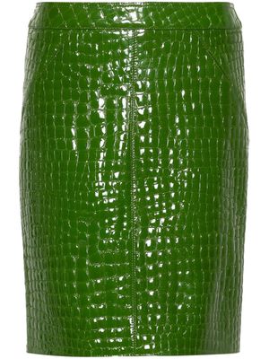 TOM FORD embossed-crocodile leather miniskirt - Green