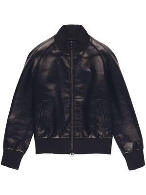 TOM FORD embossed-logo leather bomber jacket - Black