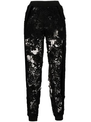 TOM FORD embroidered lace-design trousers - Black