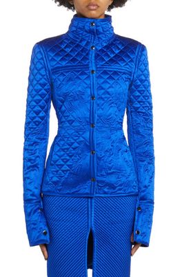 TOM FORD Embroidered Quilted Silk Jacket in Cobalt Blue