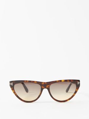 Tom Ford Eyewear - Amber Cat-eye Tortoiseshell-acetate Sunglasses - Womens - Brown Multi