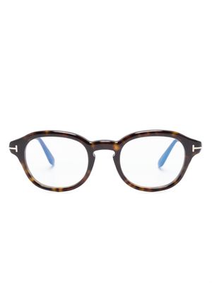 TOM FORD Eyewear Blue Block round-frame glasses - Brown