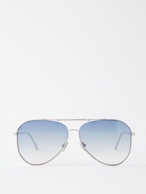 Tom Ford Eyewear - Charles 02 Gradient Aviator Metal Sunglasses - Womens - Silver Blue