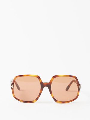 Tom Ford Eyewear - Delphine Oversized Round Acetate Sunglasses - Womens - Brown Multi