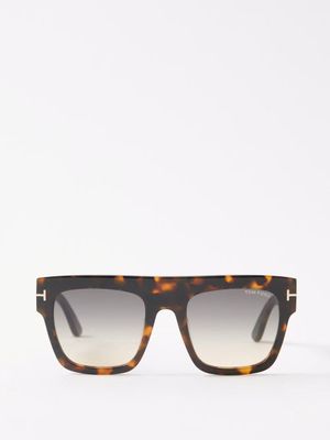 Tom Ford Eyewear - Fausto Square Acetate Sunglasses - Womens - Dark Tortoiseshell