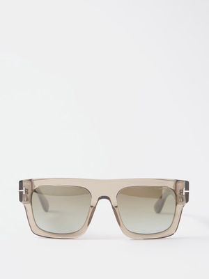 Tom Ford Eyewear - Fausto Square Acetate Sunglasses - Womens - Light Brown