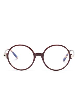 TOM FORD Eyewear FT5914B tortoiseshell round-frame glasses - Red