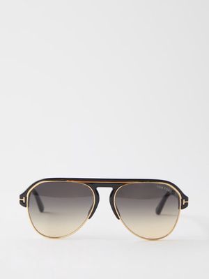 Tom Ford Eyewear - Marshall Half-frame Aviator Sunglasses - Mens - Black