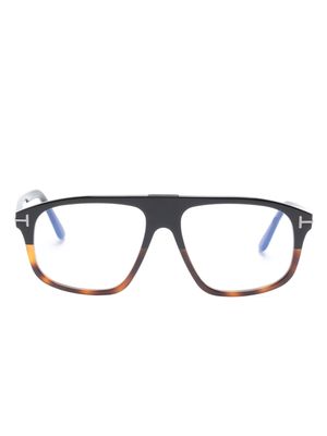 TOM FORD Eyewear oversize-frame tortoiseshell-effect glasses - Black