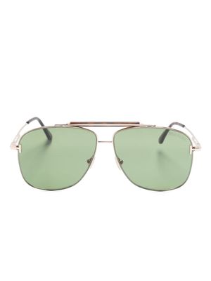 TOM FORD Eyewear polished pilot-frame sunglasses - Brown