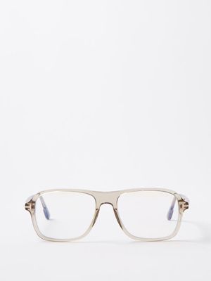 Tom Ford Eyewear - Square Acetate Glasses - Mens - Beige