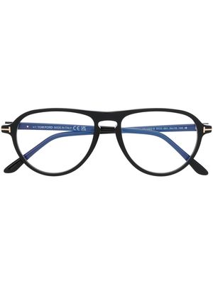 TOM FORD Eyewear T-logo pilot-frame glasses - Black