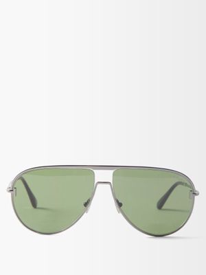 Tom Ford Eyewear - Theo Aviator Metal Sunglasses - Mens - Dark Green Multi