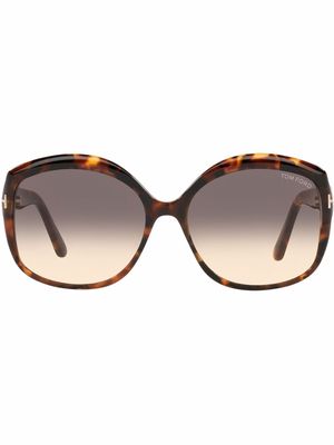 TOM FORD Eyewear tortoiseshell-effect oversized-frame sunglasses - Brown