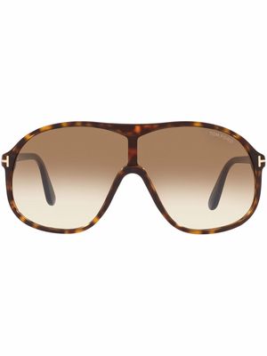 TOM FORD Eyewear tortoiseshell-effect pilot-frame sunglasses - Brown