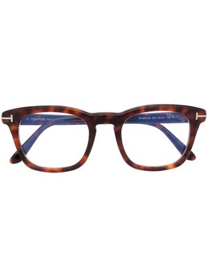 TOM FORD Eyewear tortoiseshell-effect wayfarer-frame glasses - Brown