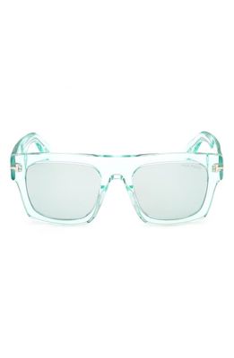 TOM FORD Fausto 53mm Geometric Sunglasses in Shiny Light Blue /Blue