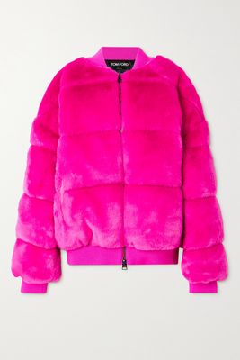 TOM FORD - Faux Fur Down Bomber Jacket - Pink