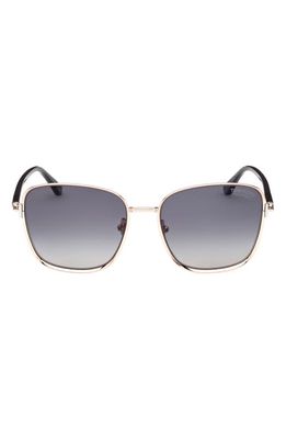 TOM FORD Fern 57mm Polarized Square Sunglasses in Rose Gold/smoke Polarized