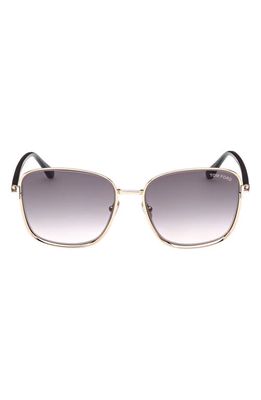 TOM FORD Fern 57mm Square Sunglasses in Shiny Rose Gold /Smoke