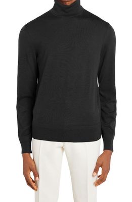 TOM FORD Fine Gauge Merino Wool & Silk Turtleneck Sweater in Black
