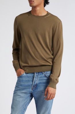 TOM FORD Fine Gauge Merino Wool Sweater in Olive